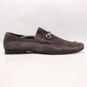 Russell & Bromley Men's EU 46 Grey Suede Silver Bit Slip On Shoes Loafers